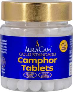 AuraCam Gold Standard Camphor Tablets for Puja/Kapooram Tablets (Small, Pack of 1, 50g)