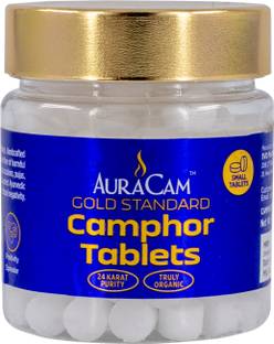 AuraCam Gold Standard Camphor Tablets for Puja/Kapooram Tablets (Small, Pack of 1, 50g)