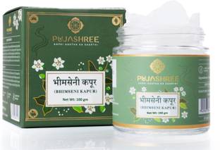 Pujashree 100% Pure and Original Bhimseni Camphor Kapoor Kapur Karpuram - 100g for Pooja