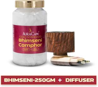 AuraCam Gold Standard Bhimseni Camphor with Electric Diffuser (250 Grams)