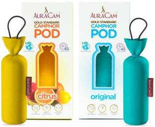 AuraCam Original and Citrus Potpourri Camphor Pods(1 Original + 1 Citrus)-Pack 2-Organic Camphor Pod For Room, Car (180 g)
