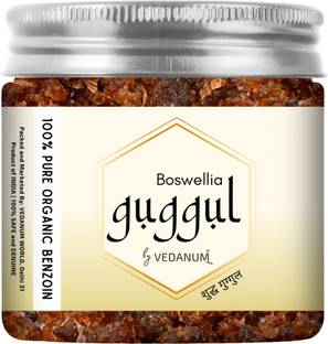 Vedanum Pure Guggul Resn for Positive Energy, Daily Pooja, Havan, and Dhuni - 80 Gm Jar