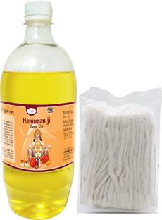 WQT Hanuman Ji Pooja Oil 1000 ML With Free Diya batti For Deepak Poojan ,Akhand Jyot