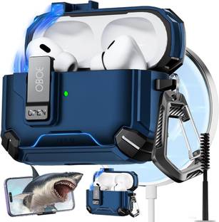 Oboe Polypropylene Press and Release Earbuds Case For Apple Airpods Pro 2 Tough Case with Phone Stand & Magnetic Lock & Keyring
