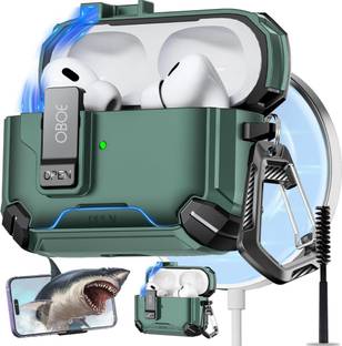 Oboe Polypropylene Press and Release Earbuds Case For Apple Airpods Pro 2 Tough Case with Phone Stand & Magnetic Lock & Keyring