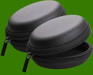 Cavil Leather Zipper Headphone Pouch For Universal