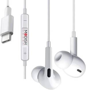 ModishOmbre Bass Fit Pro White Type C Wired Earphone With Magnetic / NC, 12mm Driver Wired without Mic