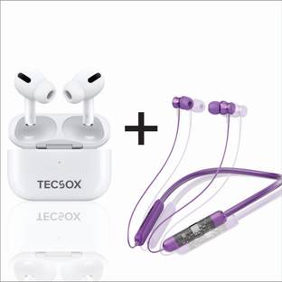 TecSox Whitepod With Verve 300 Neckband Wireless Earbuds| IPX| 30hrs TWS| Bluetooth