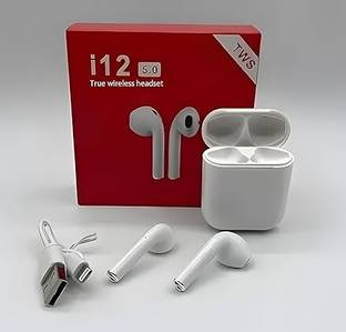 AJ HUB Wireless Bluetooth 5.0 Stereo Headset i12 With Active Noise Cancellation Bluetooth
