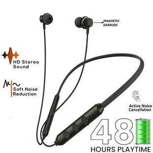 Worricow 36 Hours Playtime Neckband hi-bass Wireless Bluetooth Headset (Black,In the Ear) Bluetooth without Mic
