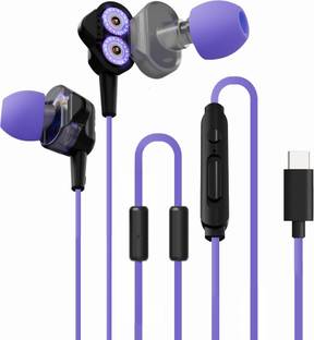 Kreo Hydra Type C In-Ear Wired Earphones with Mic, Earphone Wire, Tangle-free cable, Wired Gaming