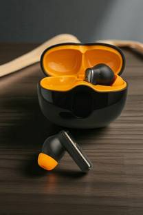Brolan True Wireless in Ear Earbuds with 12.4mm Drivers, Playback 38hr[ black,yellow] Bluetooth Gaming