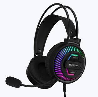 ZEBRONICS Zeb-Jupiter Premium Headphone, Braided Cable, Suspension Headband, Pop Filter Wired Gaming