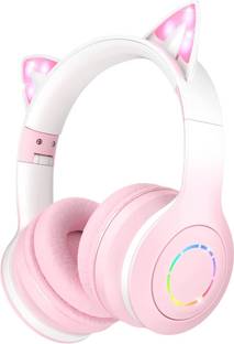 DAEMON Cat Kids Bluetooth Headphones for Girls ,Foldable Headset with Microphone Bluetooth & Wired