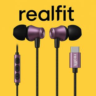 REALFIT Type C Earphones | 10mm Drivers, HD Mic, IP54 Dust & Water Resistant Wired