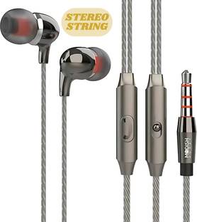 ModishOmbre Stereo String Black Wired Earphone With Mic Magnetic / NC, 14mm Driver Wired