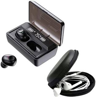 DRUMSTONE Combo C686 - TWS-T8 Wireless with Digital Display & Round Zipper Storage Bag Bluetooth