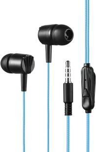 Rhobos Stereo Wired Earphones – Deep Bass, HD Sound, Mic, Tangle-Free, Blue Wired