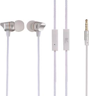 IAIR H10 White in Ear Nylon Braided Wired Headphones with Mic | Wired Earbuds with Microphone, Lightweight Earphones with Volume Control 3.5mm Jack Wired