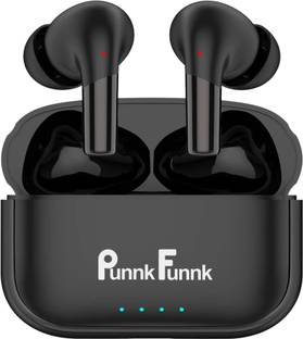 PunnkFunnk Fusion XII Black Wireless Earbuds with Deep Bass & Long Battery Life Bluetooth