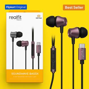 REALFIT Type-C Earphones with Mic | Deep Bass | Tangle-Free Cable | HD Audio Wired