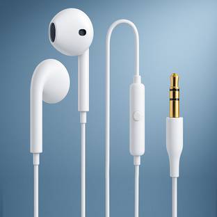 CABTRONICS 3.5mm Wired Earphone With HD Quality In-Line Mic, 14.2mm Driver Wired (White) Wired