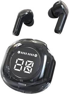 BASS BLING Bluetooth Earbuds with Display, Transparent Design, Fast Charging Bluetooth