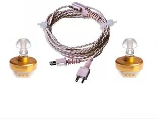 RnB Good Quality Both Ear Receiver Long Wire 2 Pin Socket Ear plug Suitable for All Types of Pocket Model V-Cord with Receiver for Both Ear wire of Hearing Aid