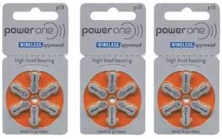 rsc healthcare Power one P13 Hearing Aid Battery (6X3 strip) 18 Cells Hearing Aid Battery Stethoscope Case (Silver)Made in Germany P13 Hearing Aid
