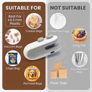 Nxtnova 2-in-1 USB Rechargeable Portable Mini Bag Sealer & Cutter | Heat Sealing Machine Hand Held Heat Sealer