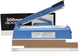NIVAYO 12 Inches Heat Packing Sealing Machine , Polythene, Packet, Plastic Bag Pouch Impulse Sealer for Packaging, Seal for Table Top with Extra Replace Element and Bottle Opener (Blue) Hand Held Heat Sealer,Beta-19 (300 mm) Table Top Heat Sealer