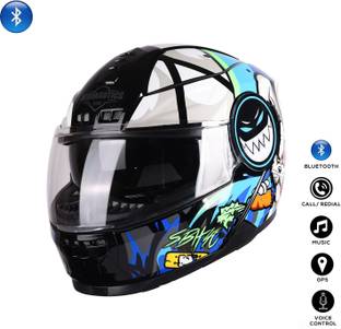 Steelbird Crazy Doe Bluetooth Full Face ISI Certified Helmet for Men with Inner Sun Shield Motorbike Helmet