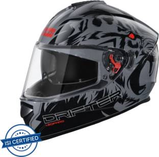STUDDS Drifter D2 Full Face Helmet with Clear Visor (Grey N9, L) Motorbike Helmet