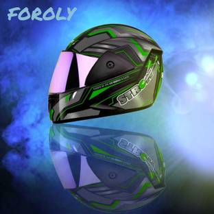 FOROLY Samrat Strom ABS Material with Rainbow visor Motorbike Helmet