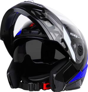 Steelbird Air SBA-7 ISS ROAD MATT BLACK BLUE M SIZE 580 MM FLIP UP HELMET Motorbike Helmet