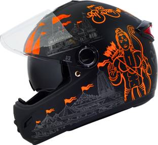 Steelbird SBH-34 Jai Shree Ram Reflective ISI Certified Full Face Graphic Helmet Motorbike Helmet