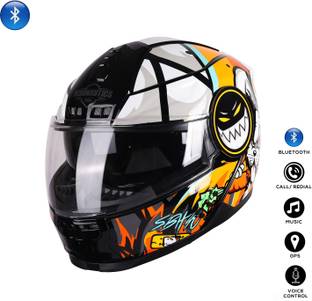 Steelbird Crazy Doe Bluetooth Full Face ISI Certified Helmet for Men with Inner Sun Shield Motorbike Helmet