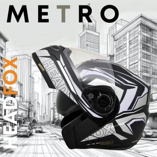 HEADFOX Metro N2 Smart Bluetooth Helmet with Flash Lights | Calls | Voice Asst. DV Motorbike Helmet