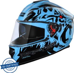 STUDDS Drifter D2 Full Face Helmet with Clear Visor (Blue N9, L) Motorbike Helmet