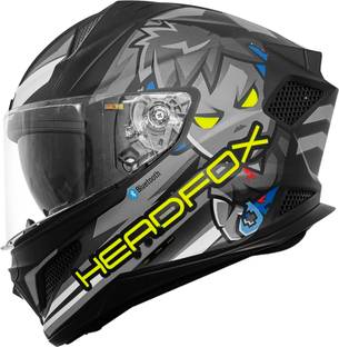 HEADFOX N2F Shady AI Bluetooth Full Face Waterproof Helmet for Men with LED Blinker Motorbike Helmet