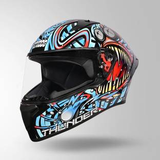 STUDDS Thunder Full Face D12 Black Blue N2 Red 600 MM Size XL With Spoiler Motorbike Helmet