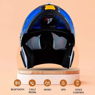 HEADFOX Smart Bluetooth N2 Air 7 Calls |Voice Asst. | GPS | Waterproof | Music Winner DV Motorbike Helmet