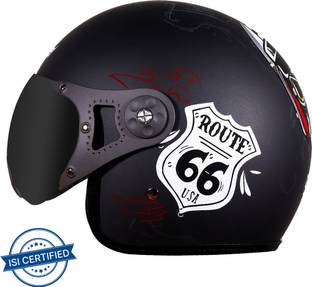 Steelbird SB-40 DOT Route66 Open Face Helmet in Matt Metallic Grey Motorbike Helmet
