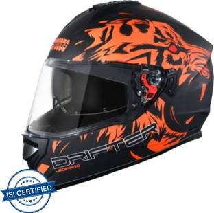 STUDDS Drifter D2 Full Face Helmet with Clear Visor (Matt Black N10, M) Motorbike Helmet