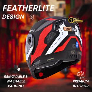 HEADFOX N2 Smart Bluetooth sba7 Calls | Music | GPS | Waterproof | Voice Command Road DV Motorsports Helmet