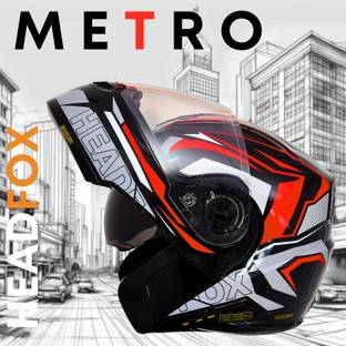 HEADFOX Metro N2 Smart Bluetooth Helmet with Flash Lights | Music |Calls| Voice Asst. DV Motorbike Helmet