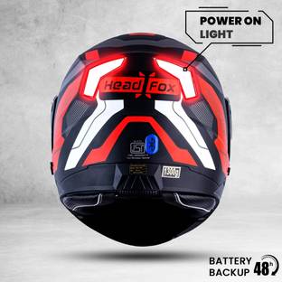 HEADFOX Smart Bluetooth ISI Certified Flip-Up for Men and Women Road Matt Red & Black Motorsports Helmet