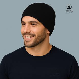 ALPHA STYLIST Black Helmet Skull Cap for Men & Women