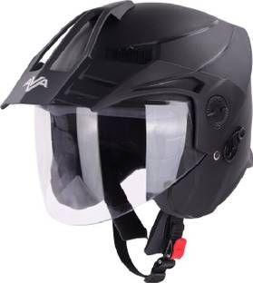 Steelbird SBH-23 AVA OPEN FACE HI- QUALITY DASHING BLACK WITH PEAK SIZE 600 MM Motorbike Helmet