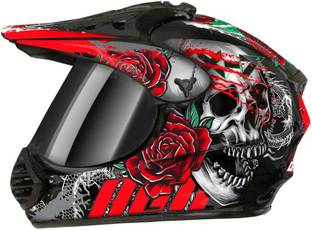 FOROLY Auto Green X-7 Devil ABS Material with Rainbow visor Motorbike Helmet